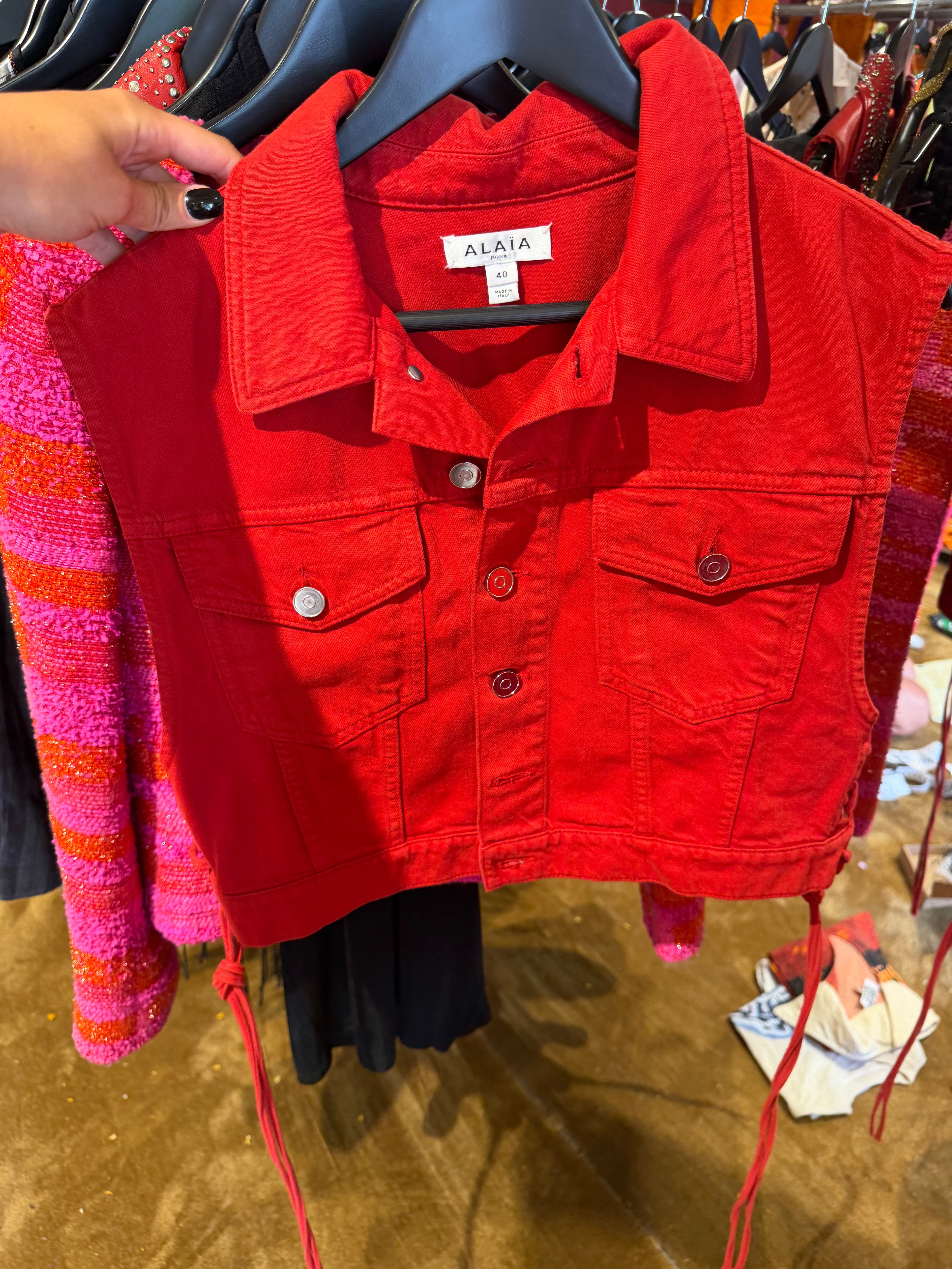 Alaïa Red denim vest