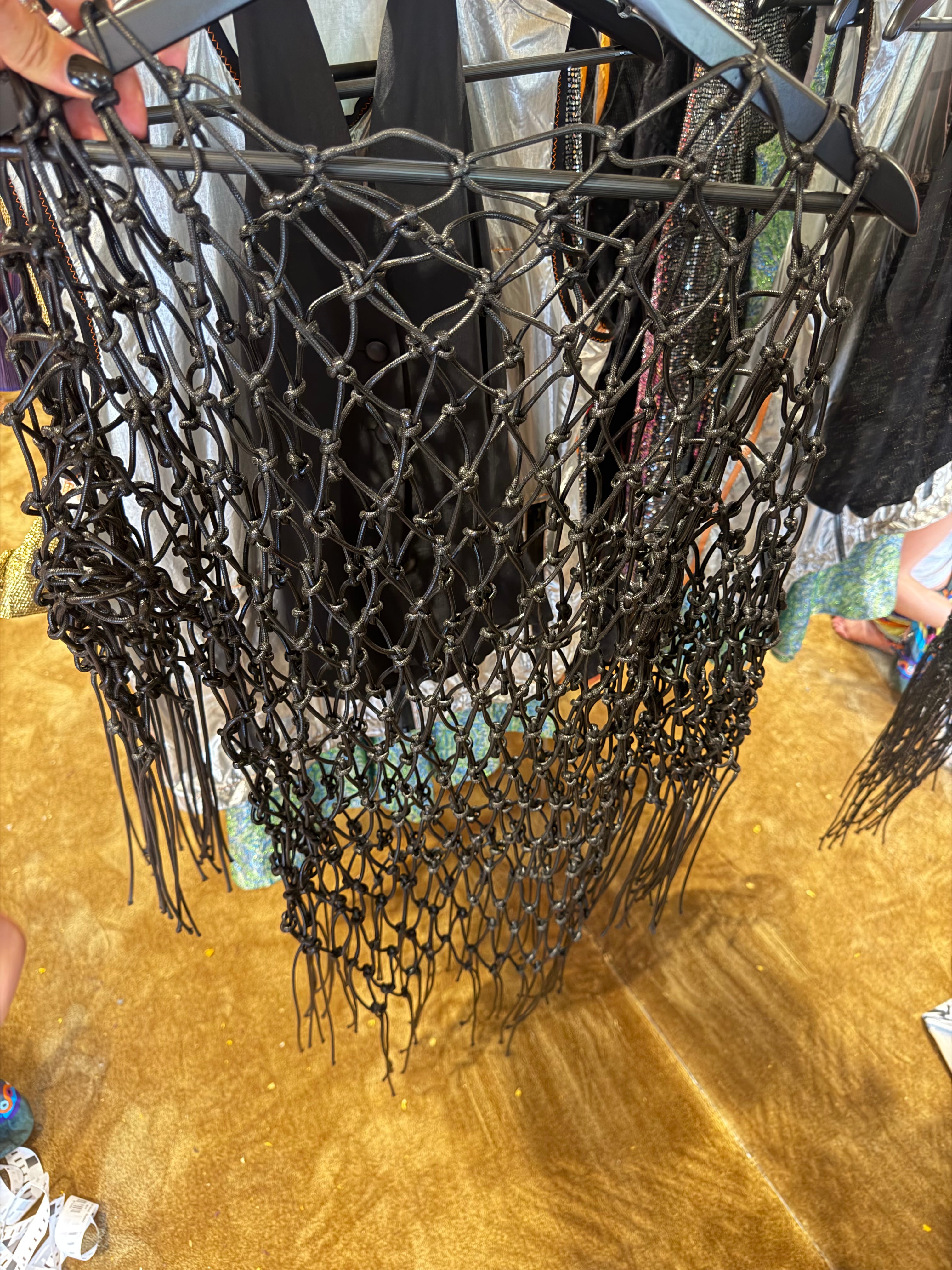 1990's Macramé Fringe net top