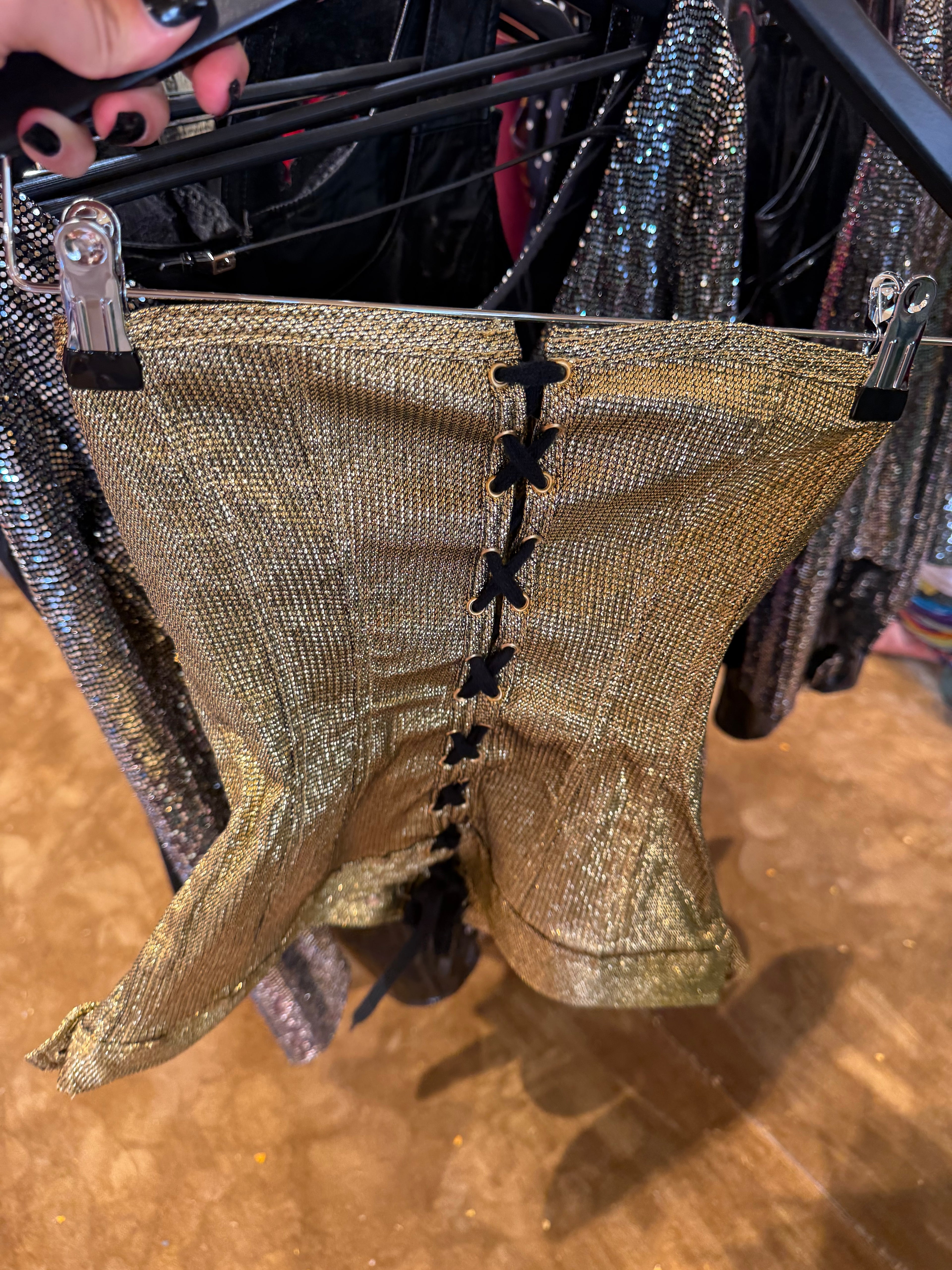 Gold Metallic Lace up Corset