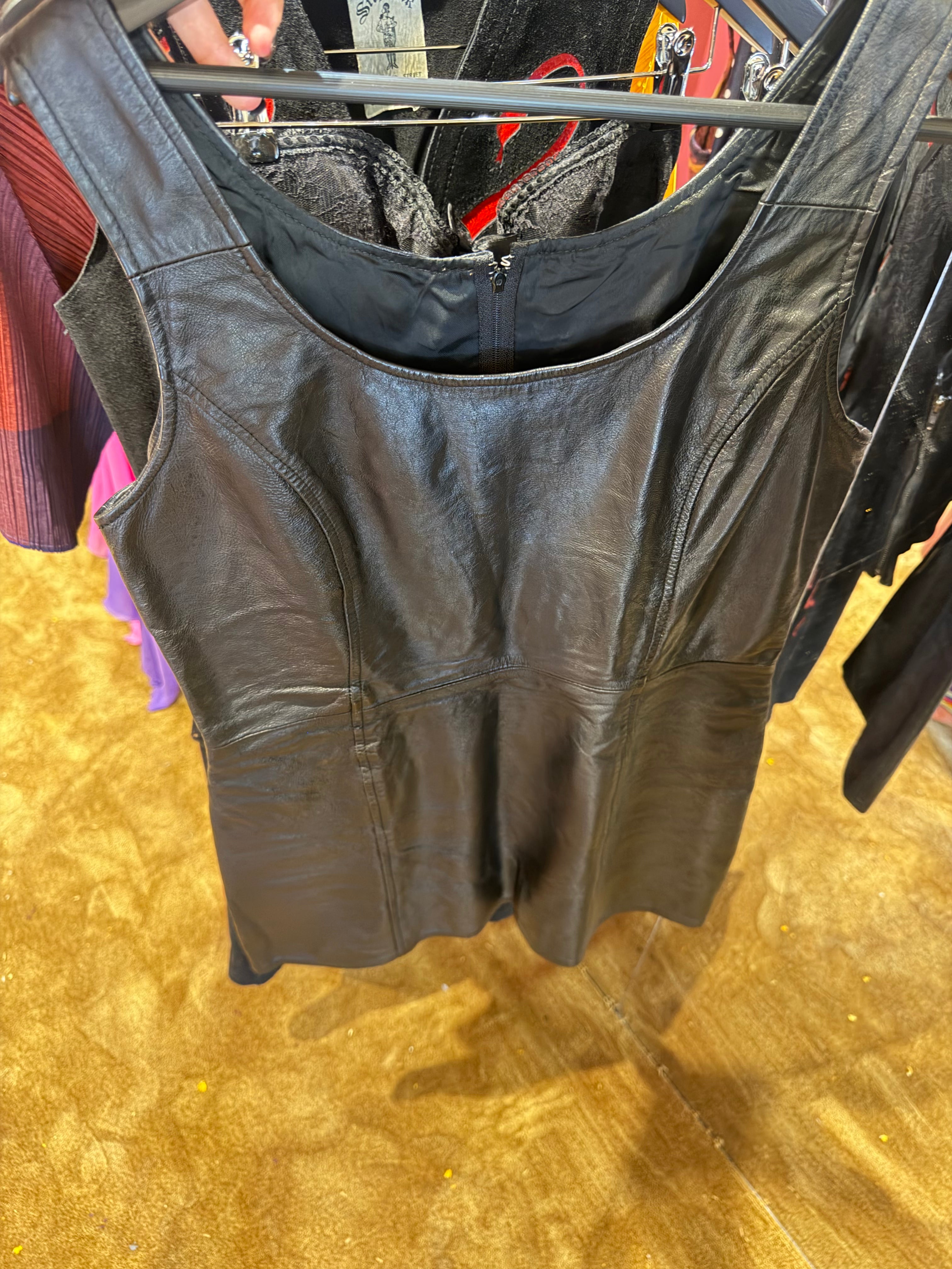 1990's Black Leather Corset Top