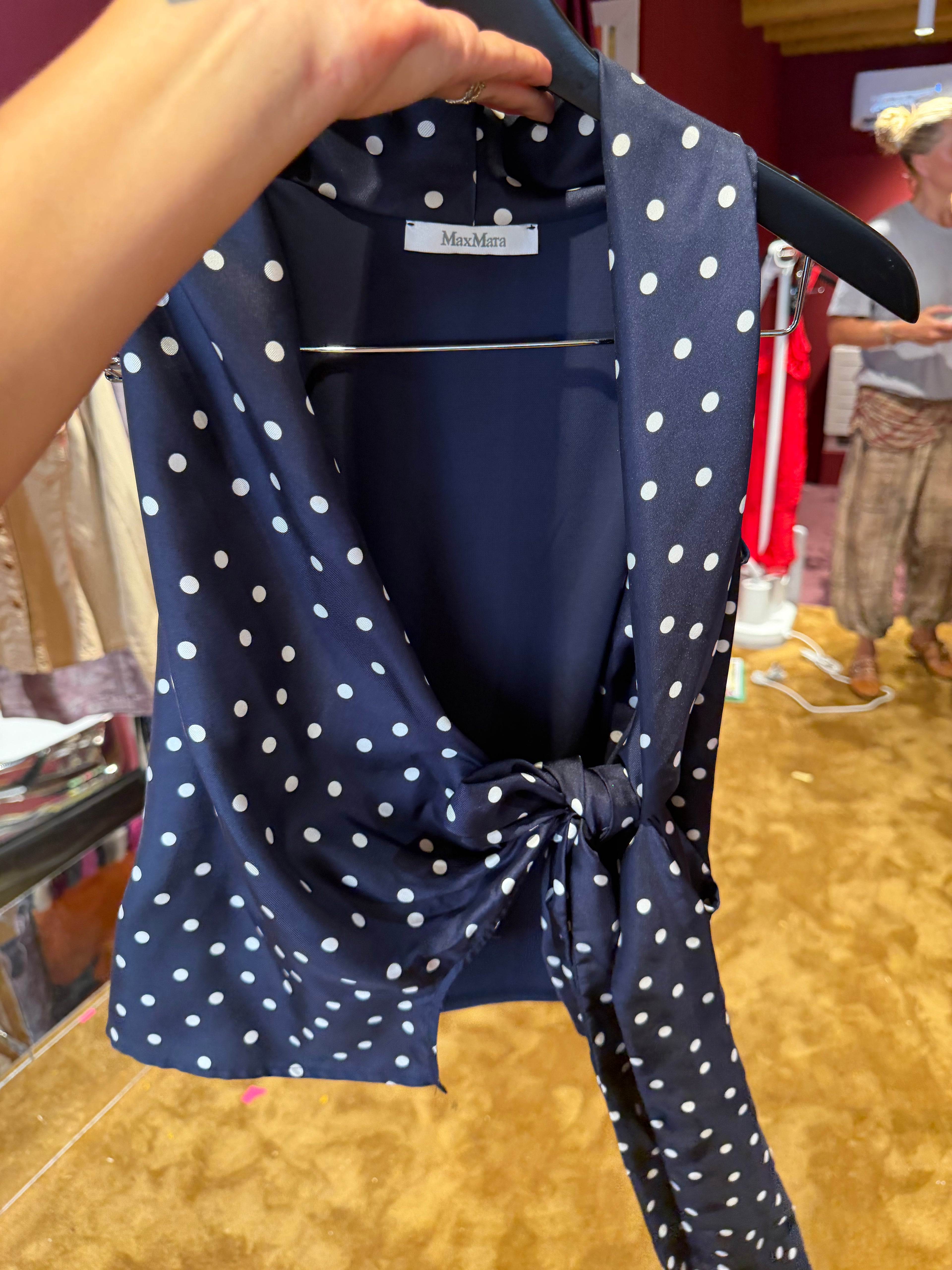 Max Mara Polka Dot Silk Halter Top