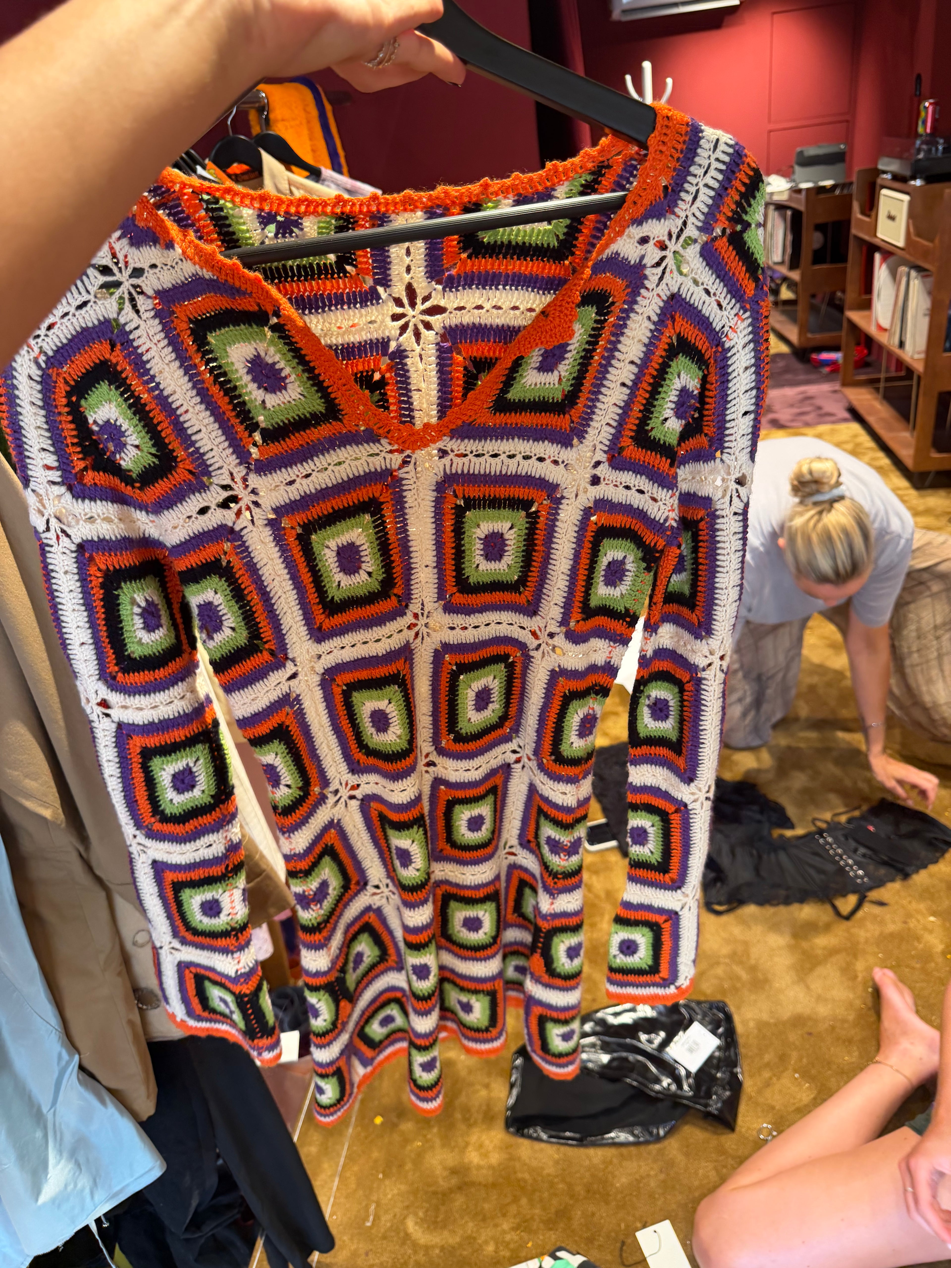 Hand-Crochet Square Knit Dress