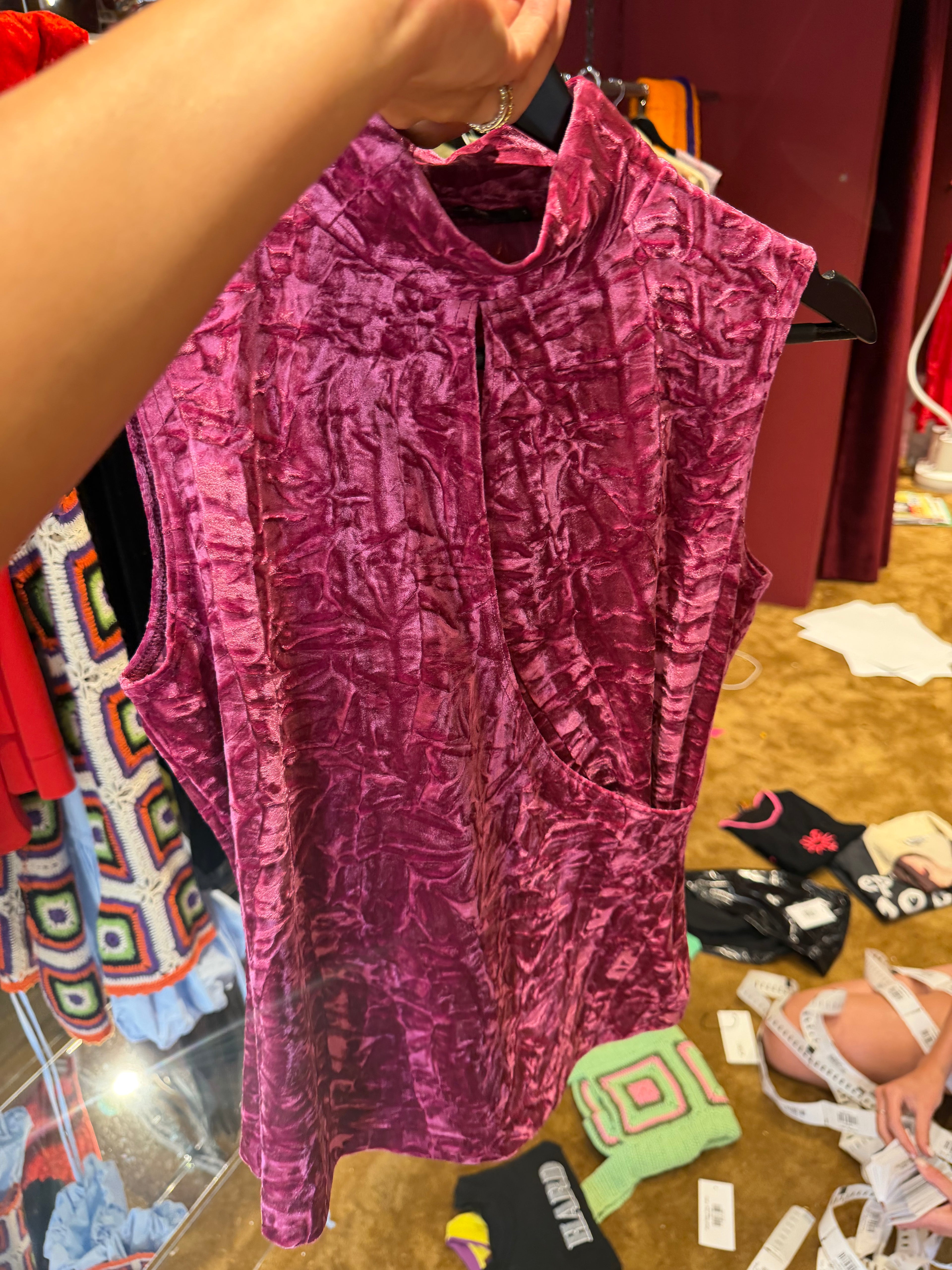 Autre Ton Sleeveless Velvet Top