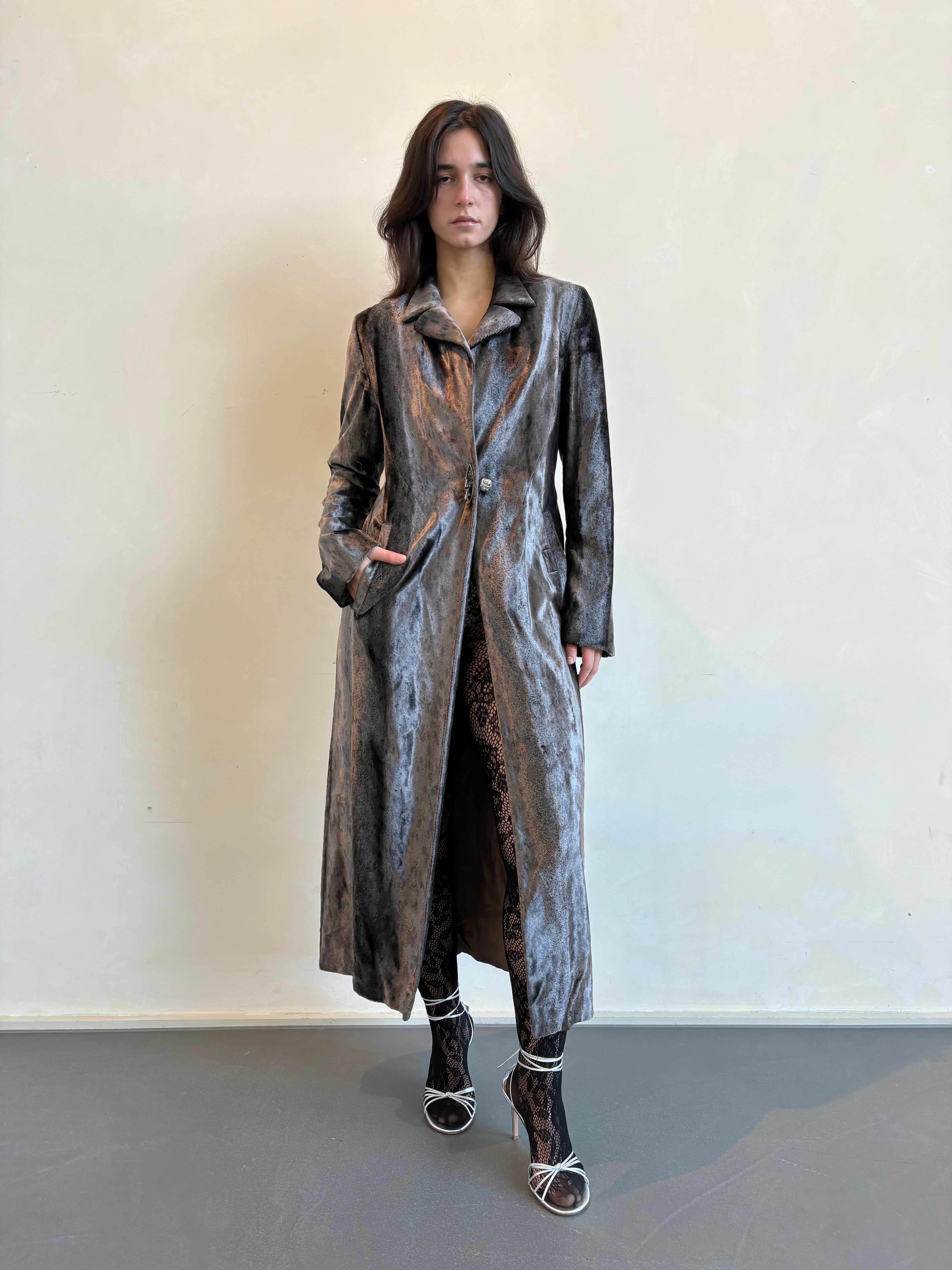 Silver velvet coat