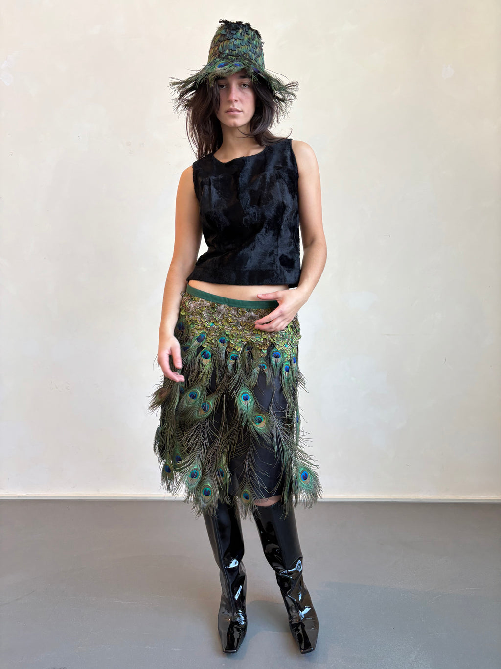 Prada feather hat