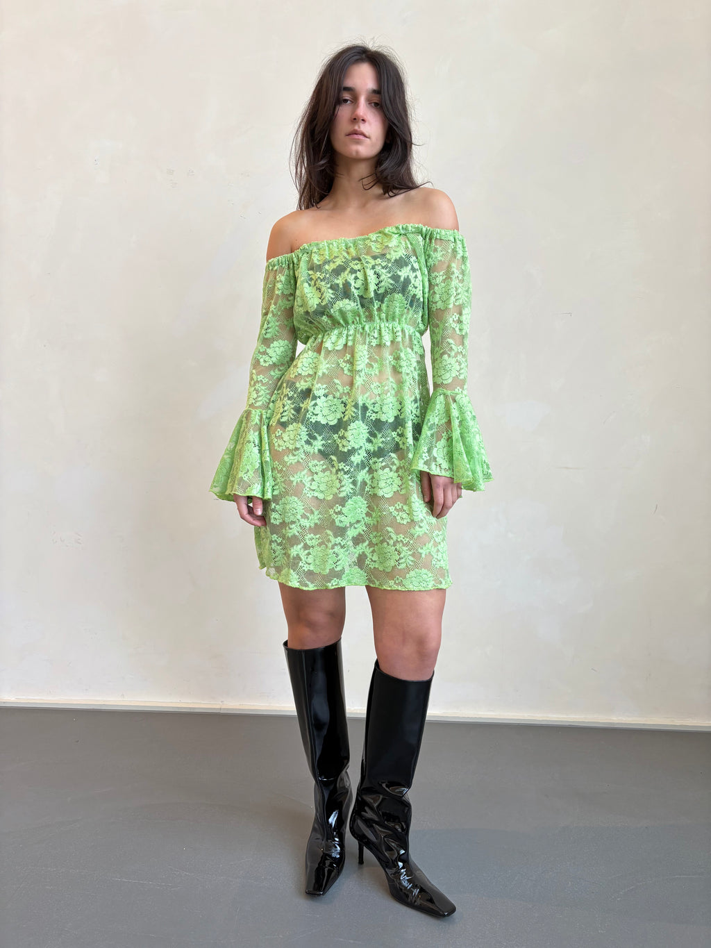 Green lace dress