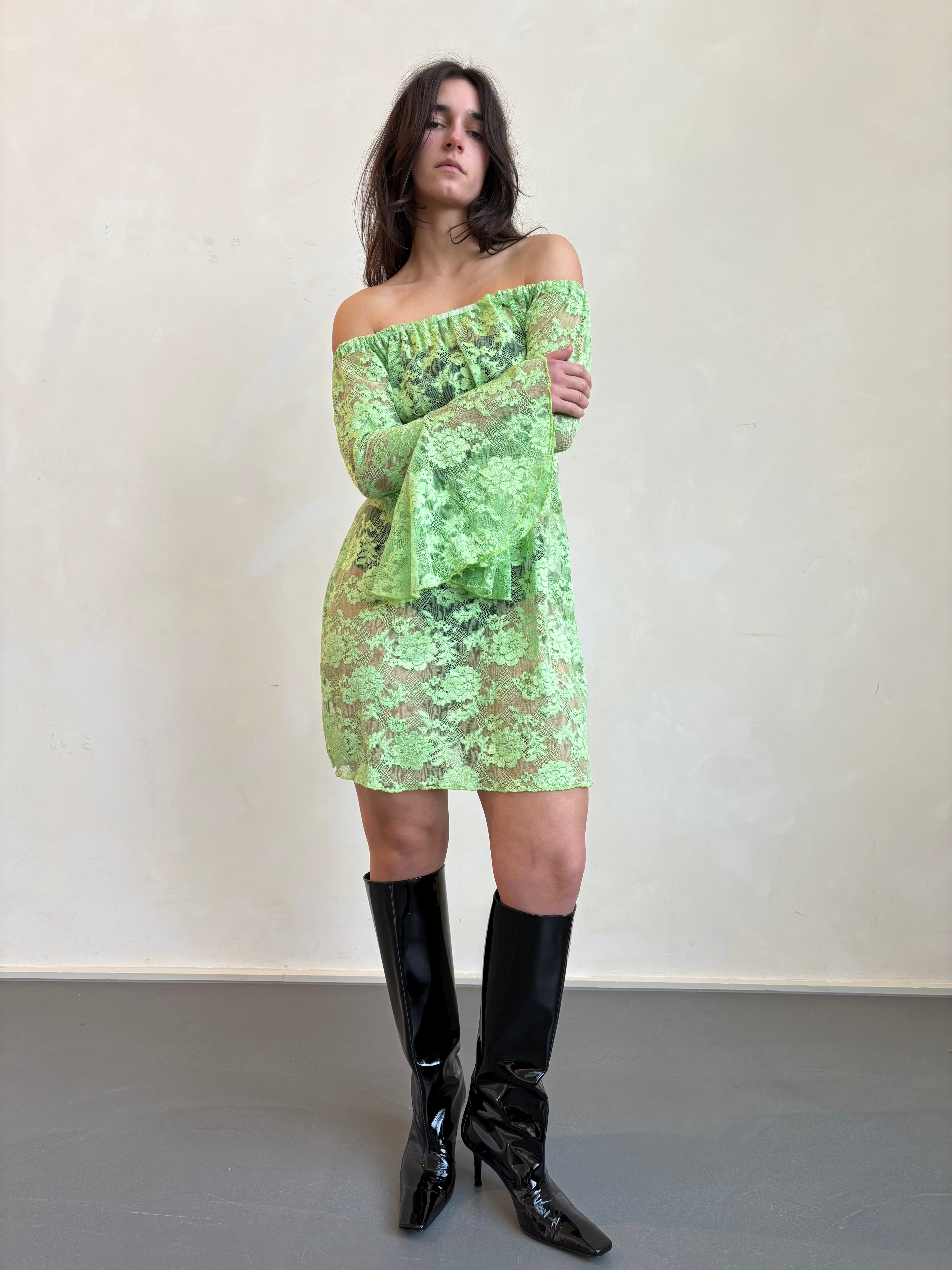 Green lace dress