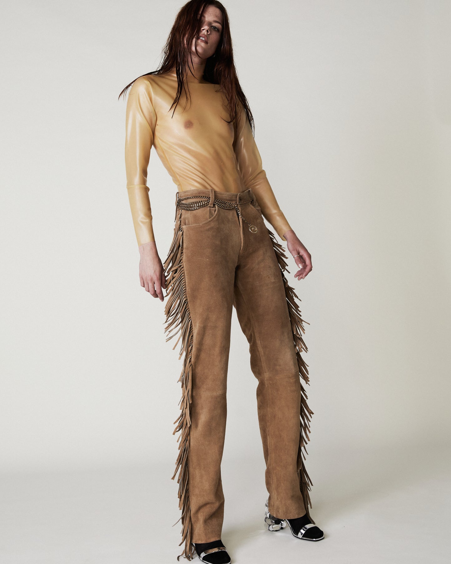 Fringe suede pants