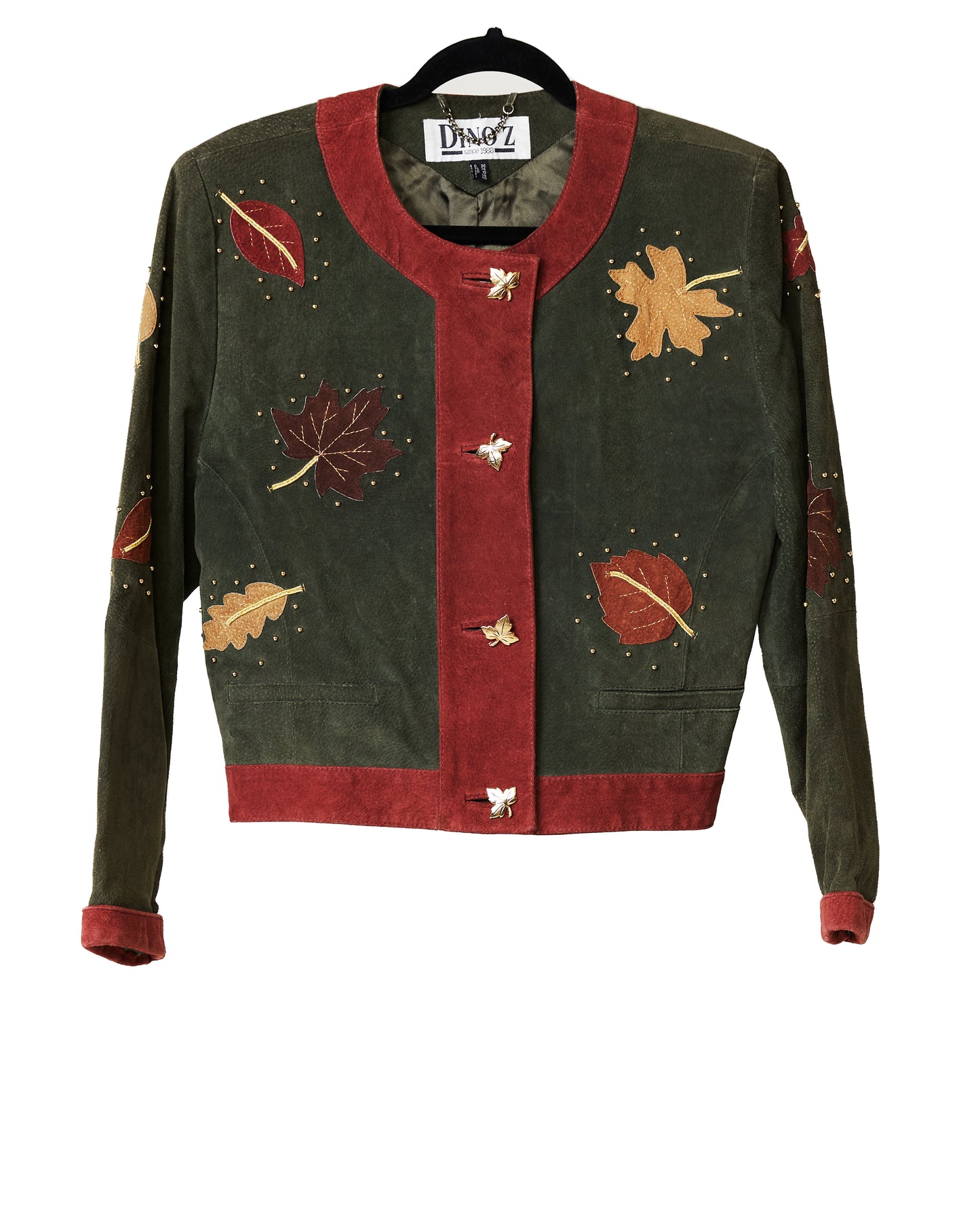 Suede 80’s jacket with a fall theme