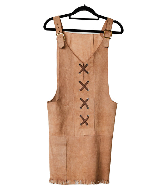 Suede pinafore dress