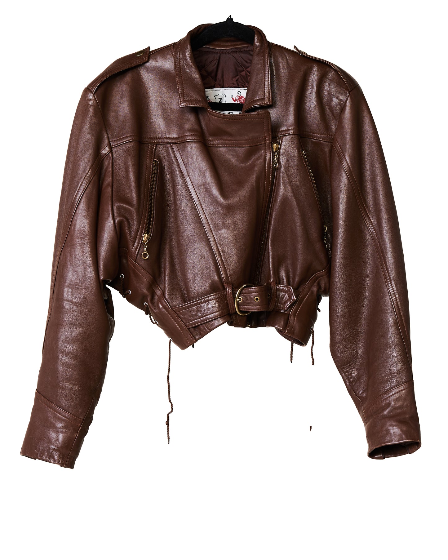 Leather cropped jacket